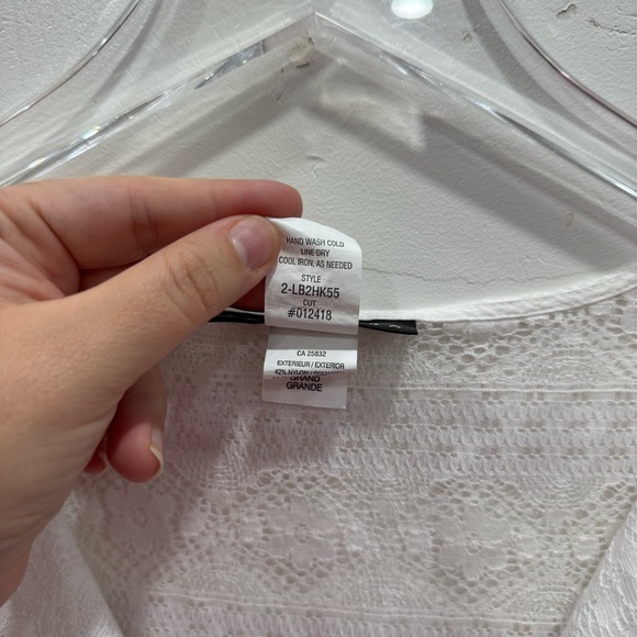 La Blanca Pleated Lace Crochet V-Neck Swim Beach Cover Up Tunic Dress Large - Picture 5 of 7